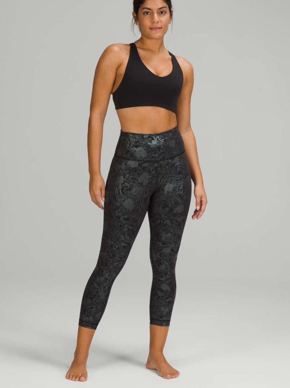 Lululemon Wunder Train High-Rise Tight 25” Foil - black & metallic green